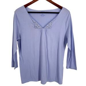 NEW NWT Talbots Sz Small Lavender Purple Blouse Shirt Top Artsy Beaded
